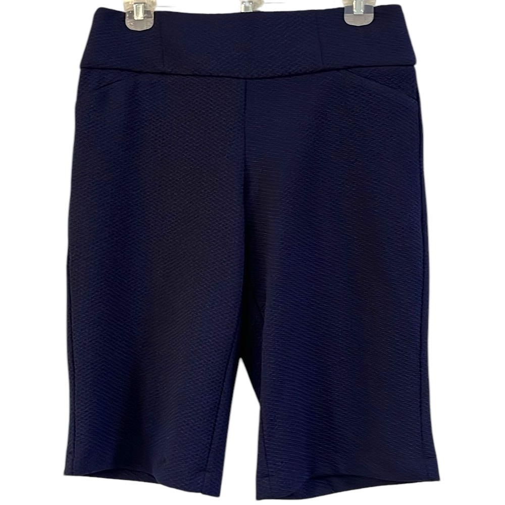 NEW YORK & COMPANY STRETCH BERMUDA SHORTS NAVY BLUE SIZE SMALL